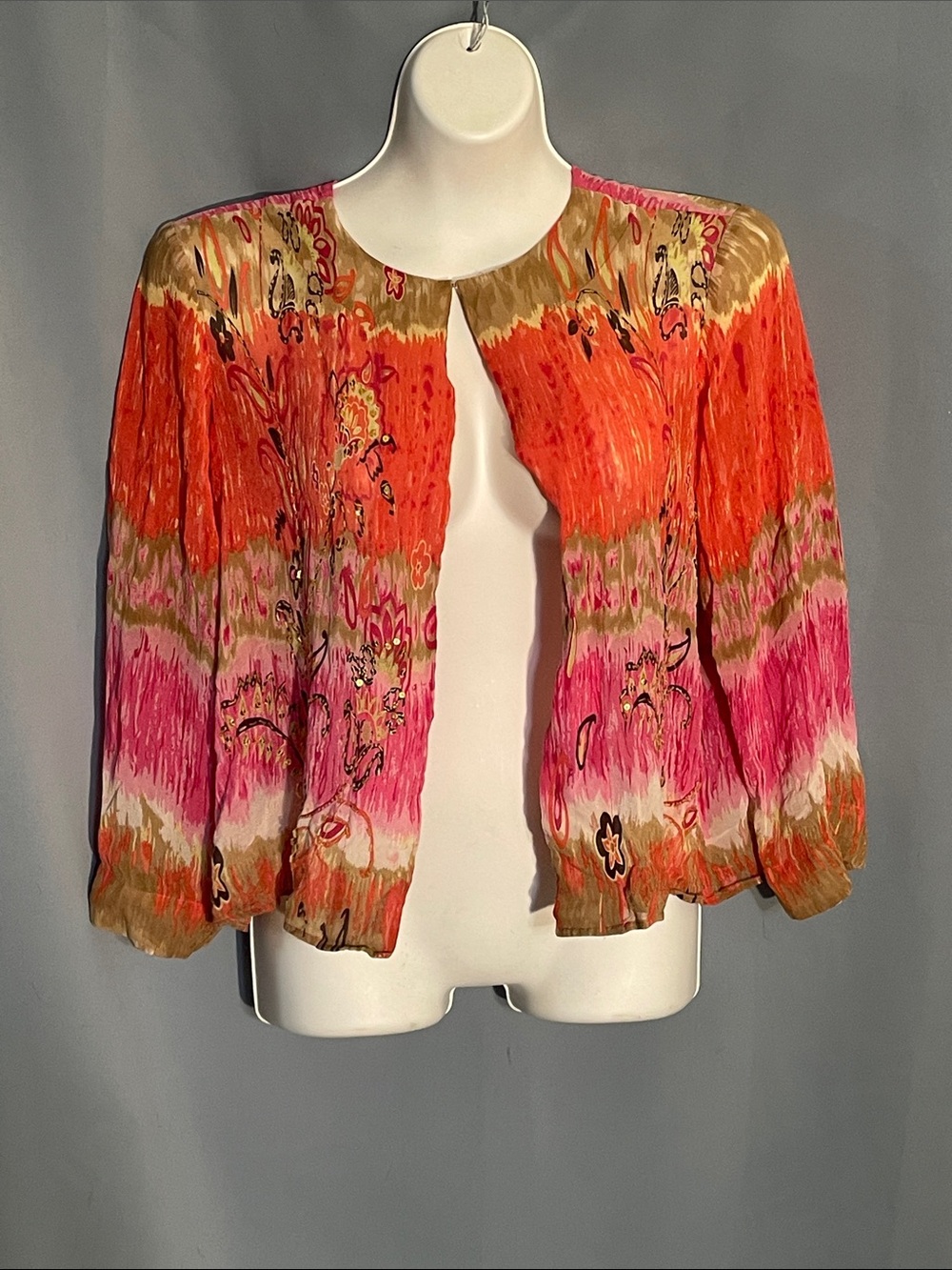 Laura Ashley Pink and Tan Floral Silk Blouse